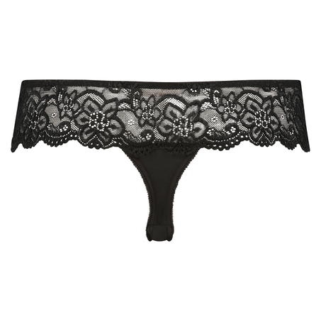 Lace Thong Boxers, Black