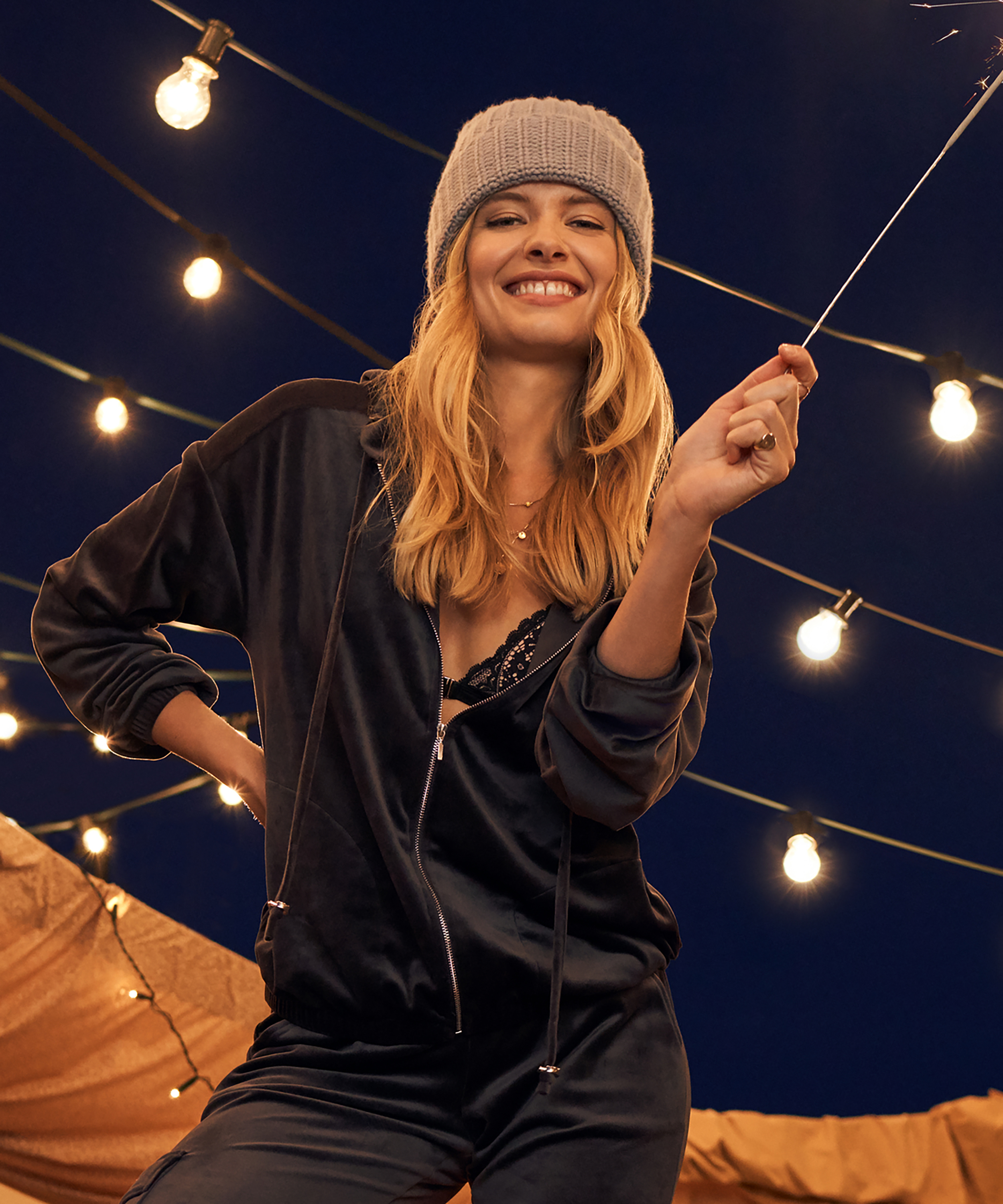 Velvet hoodie jacket, Grey, main