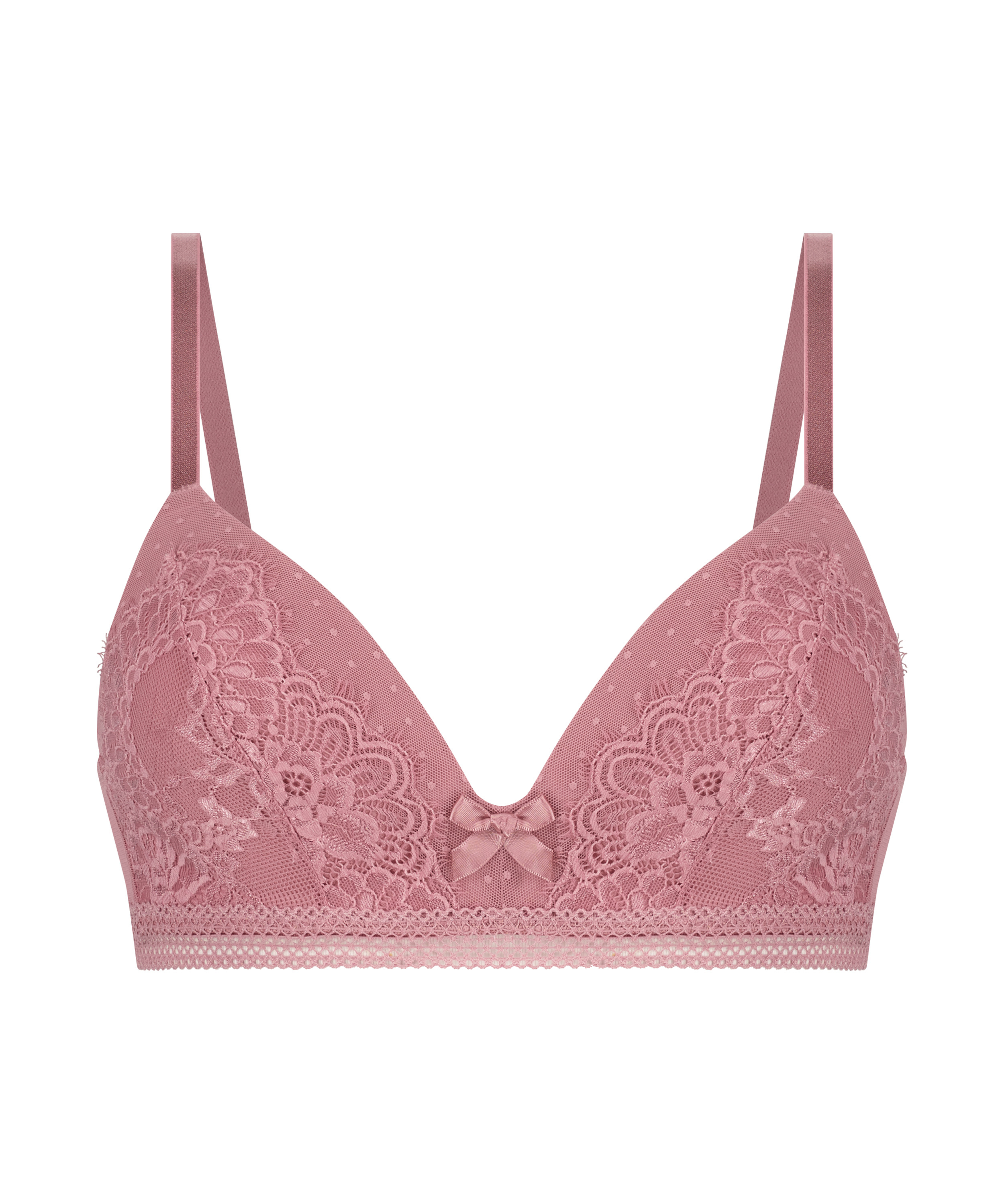 Bessie Padded Non-Wired Bra Pink Ribbon, Pink, main