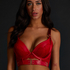 Occult Padded Underwired Longline Push-Up Bra, Red