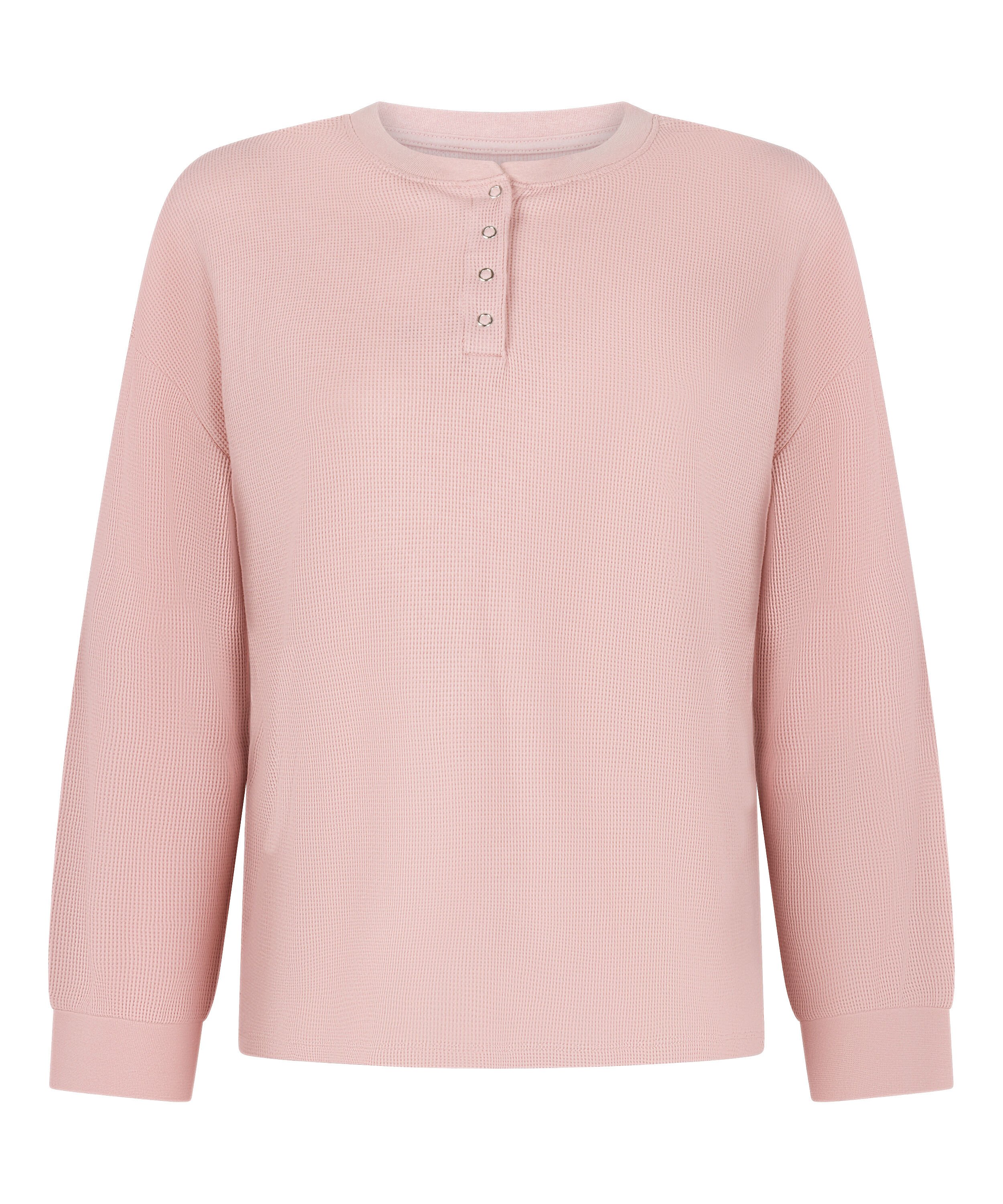 Top Waffle Henley, Pink
