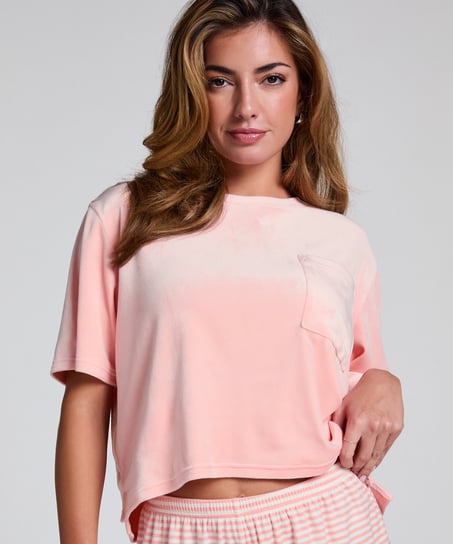 Top Velours Pocket, Pink