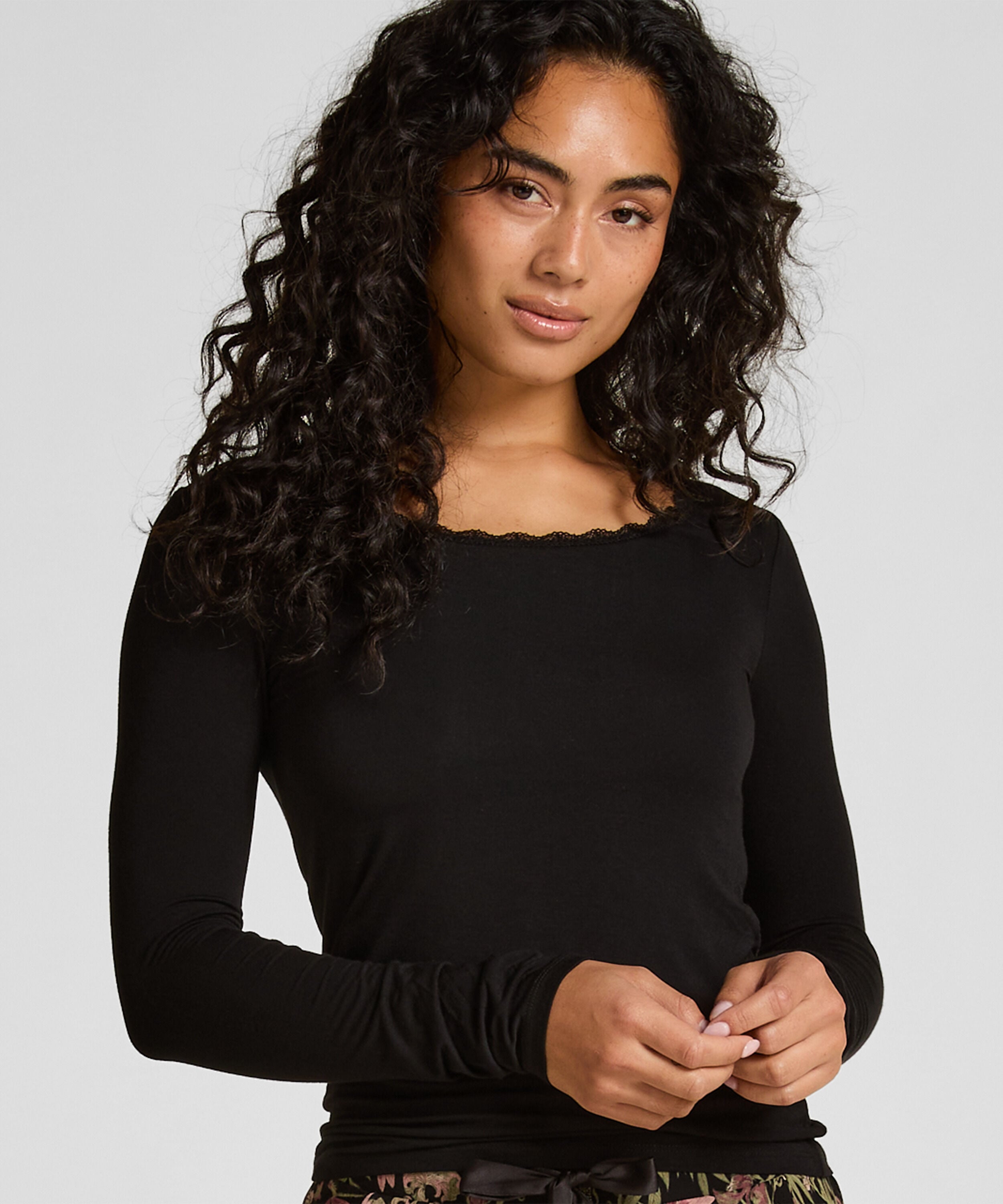 Longsleeved Jersey Pyjama Top, Black