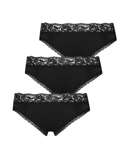 3-Pack Dakota Brazilian Shorts, Black