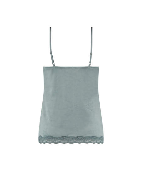 Velours Lace Cami Top, Blue