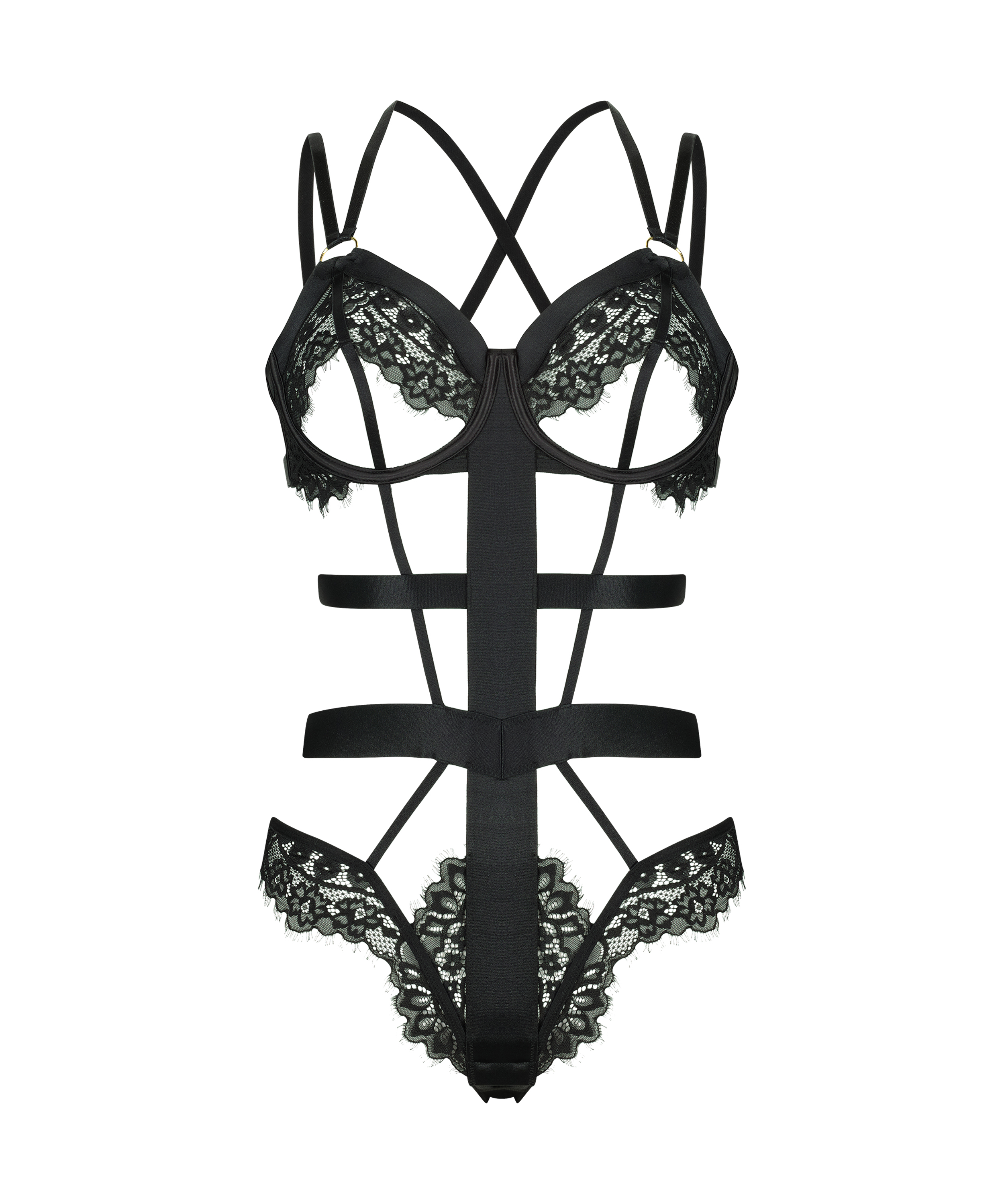 Private Flora Open Crotch Body, Black, main