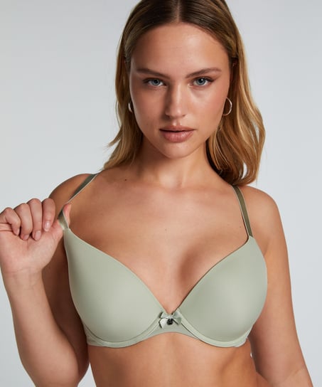 Plunge Padded Underwired Bra, Green