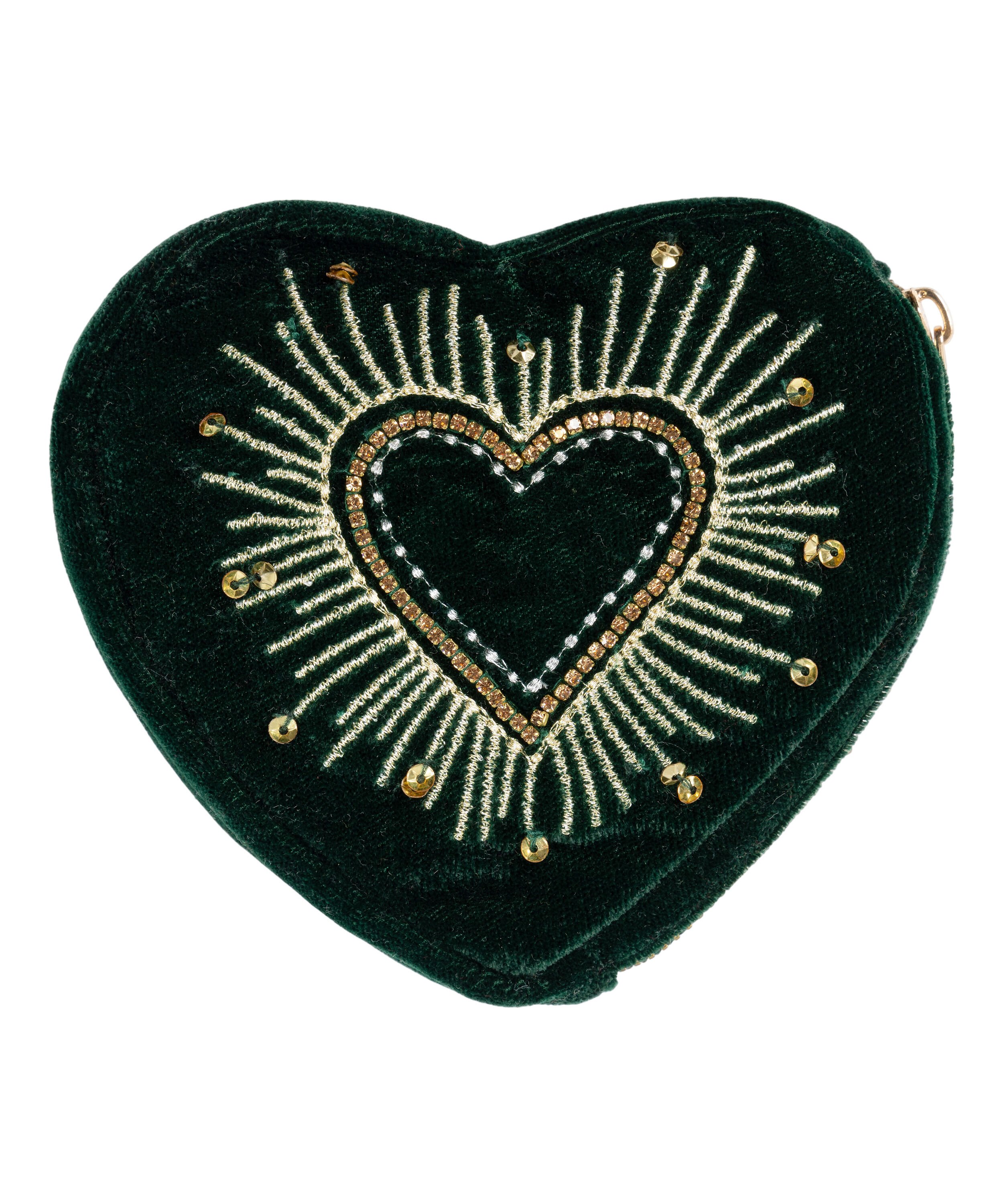 Heart Zip Purse, Green