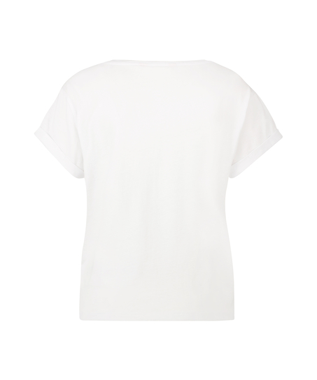 Short Sleeved Pink Ribbon Top, White