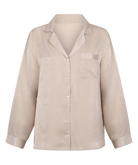 Satin Long-Sleeved Jacket, Beige