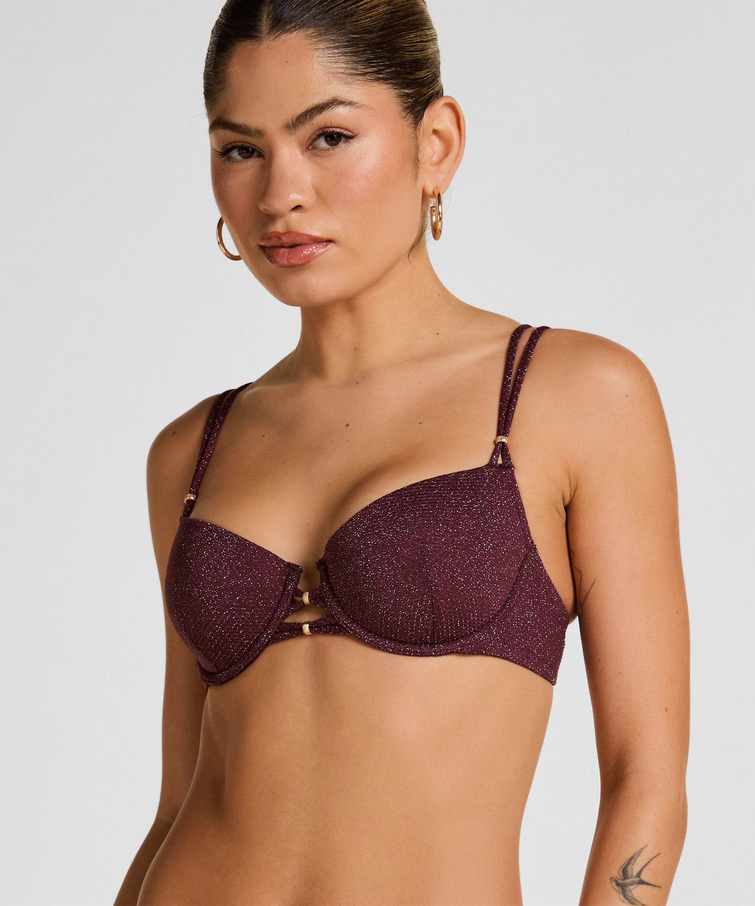 Panama Padded Underwired Bikini Top, Purple Panama Padded Underwired Bikini Top, Purple