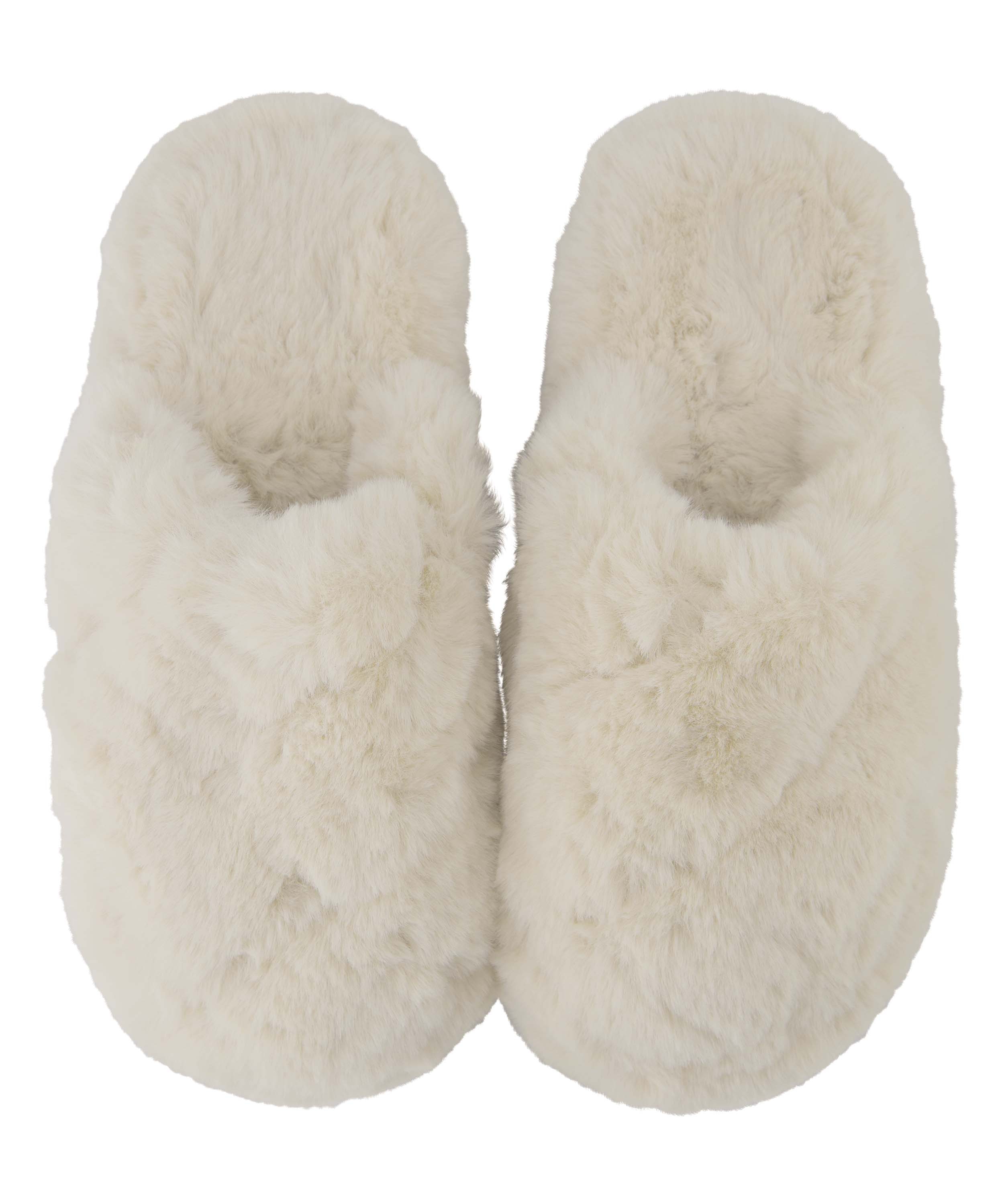 Fake Fur Slippers, White, main