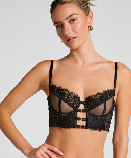 Nienke Non-Padded Underwired Longline Bra, Black