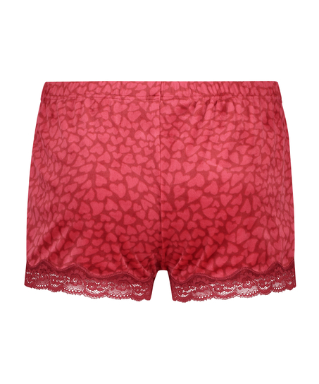 Velvet lace shorts, Red