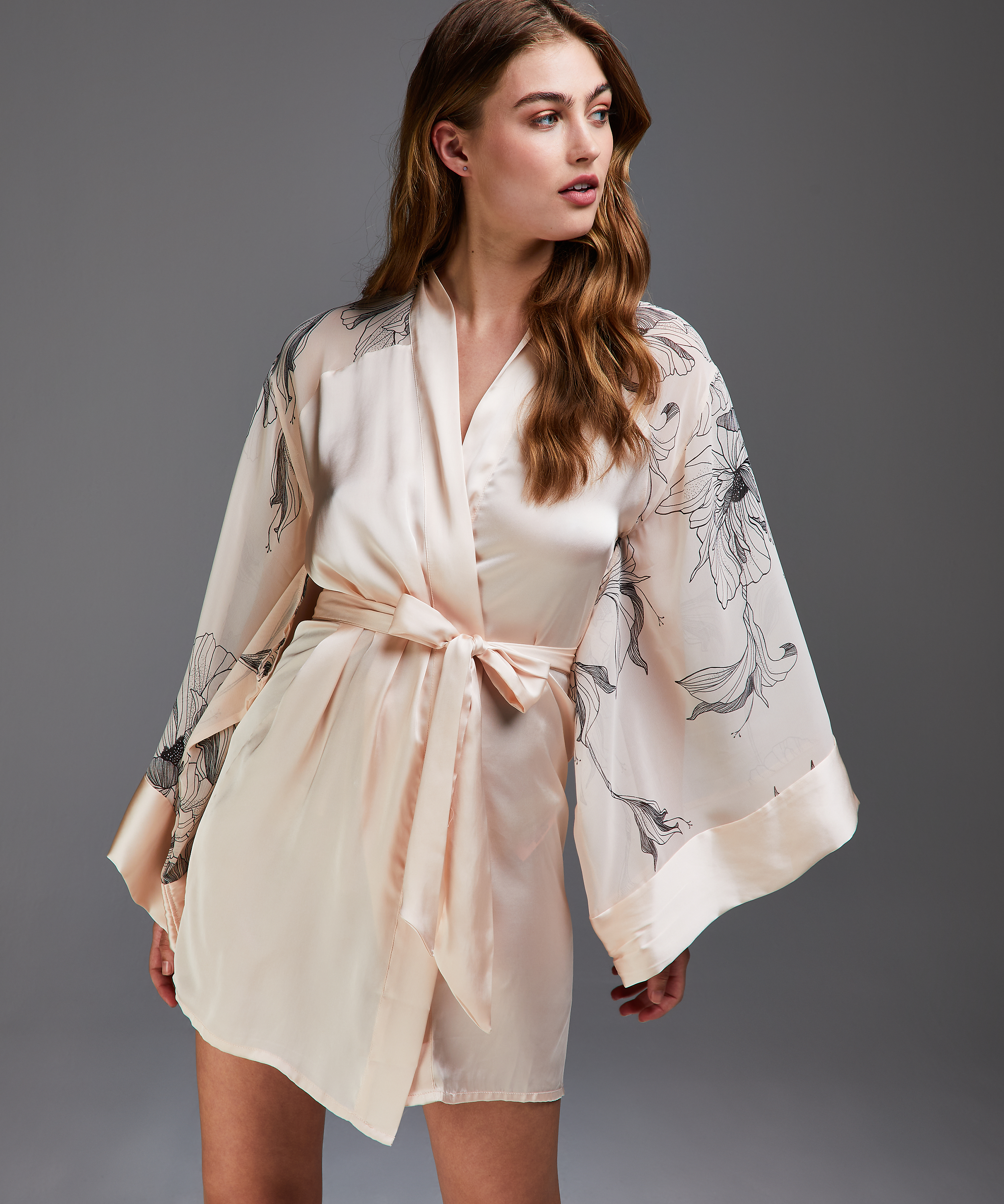 Lotus Satin Kimono, Pink, main