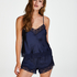 Satin Lace cami top, Blue