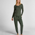 Longsleeved Pyjama Top Henley, Green