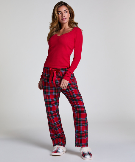 Top V-neck long sleeves, Red