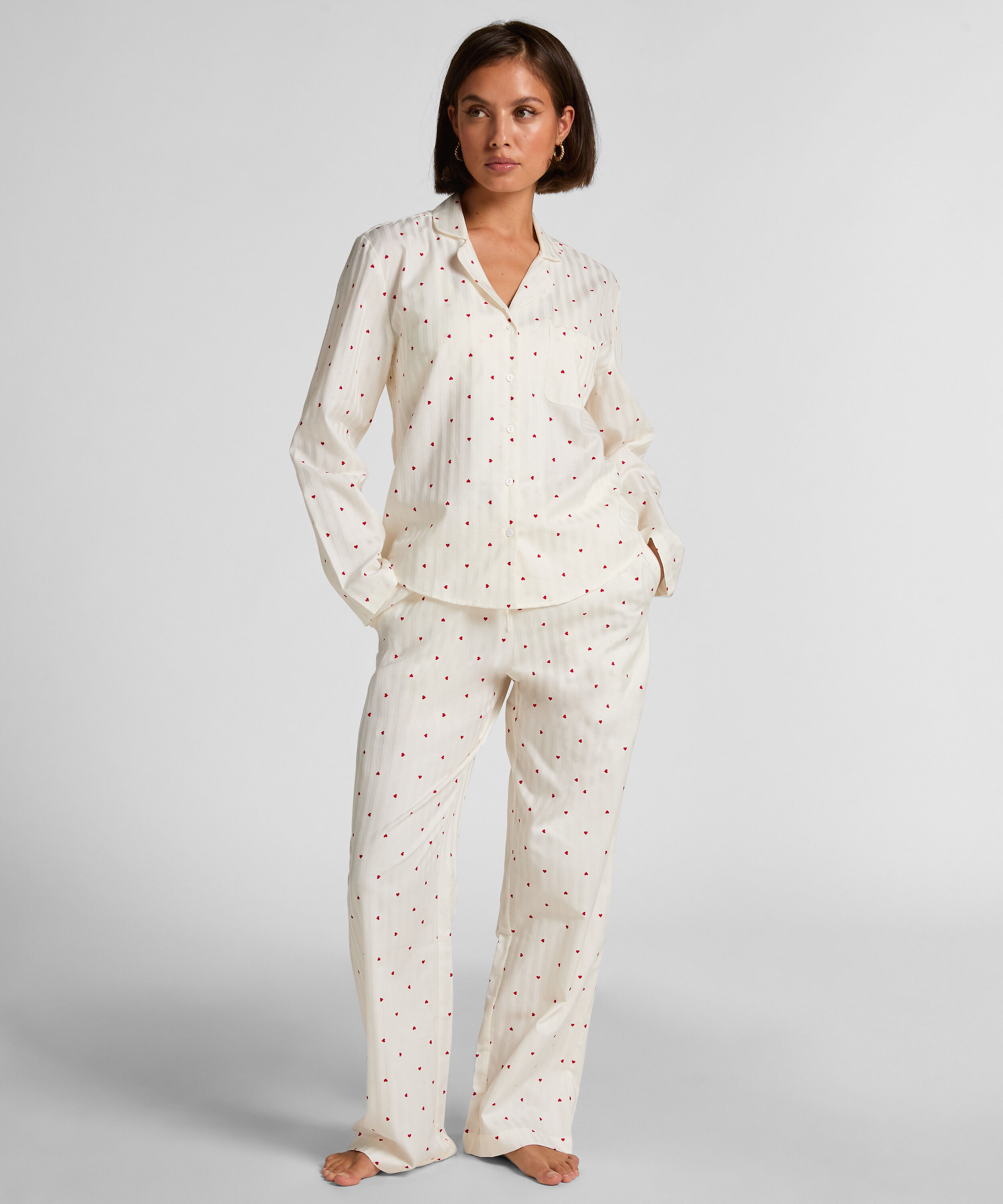 Pyjama Set Cotton Hearts, White Pyjama Set Cotton Hearts, White