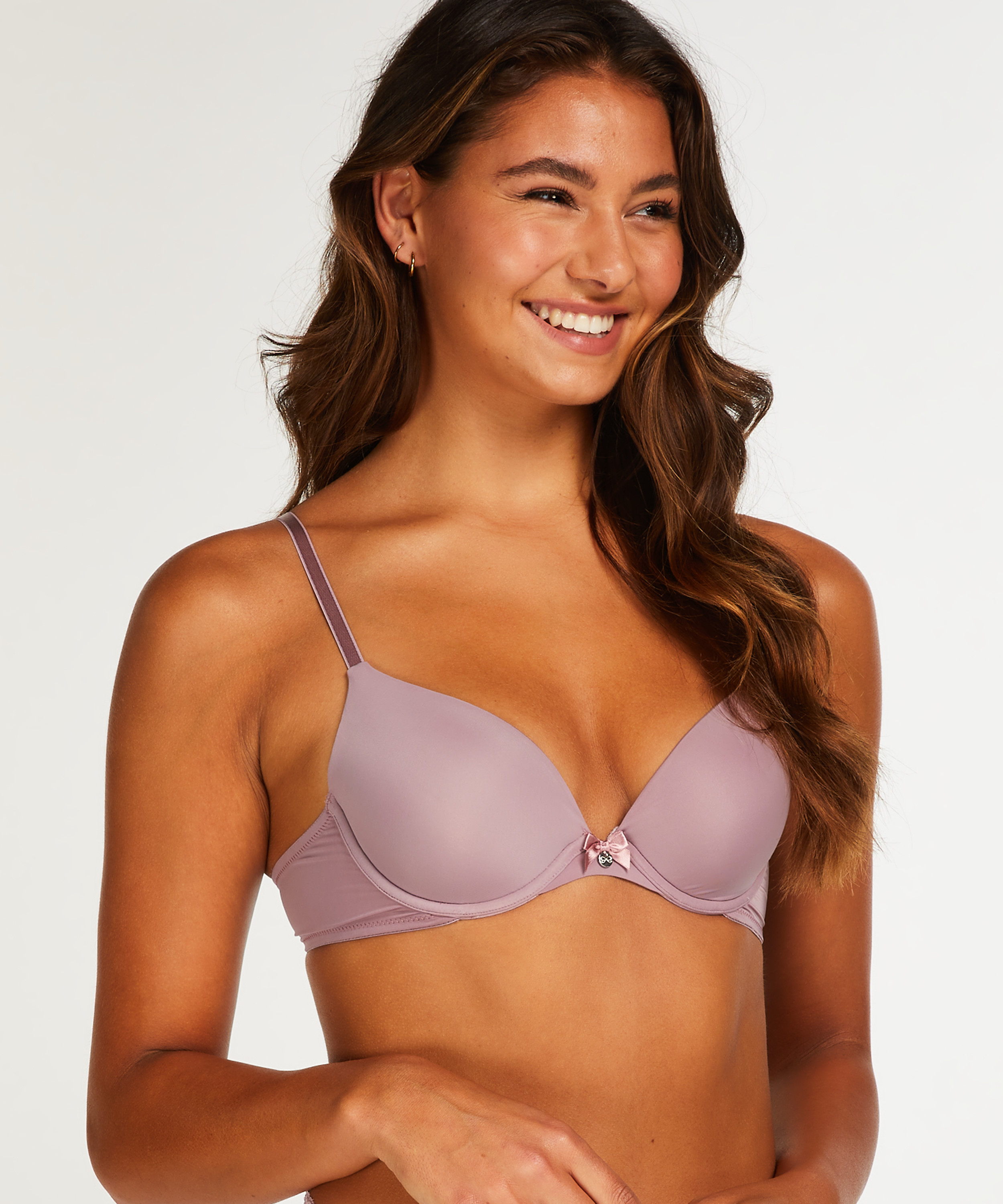 Plunge Padded Underwired Bra, Purple, main