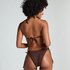 Crochet Cheeky Tanga Bikini Bottoms, Brown