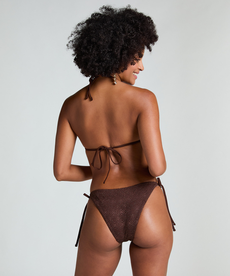 Crochet Cheeky Tanga Bikini Bottoms, Brown