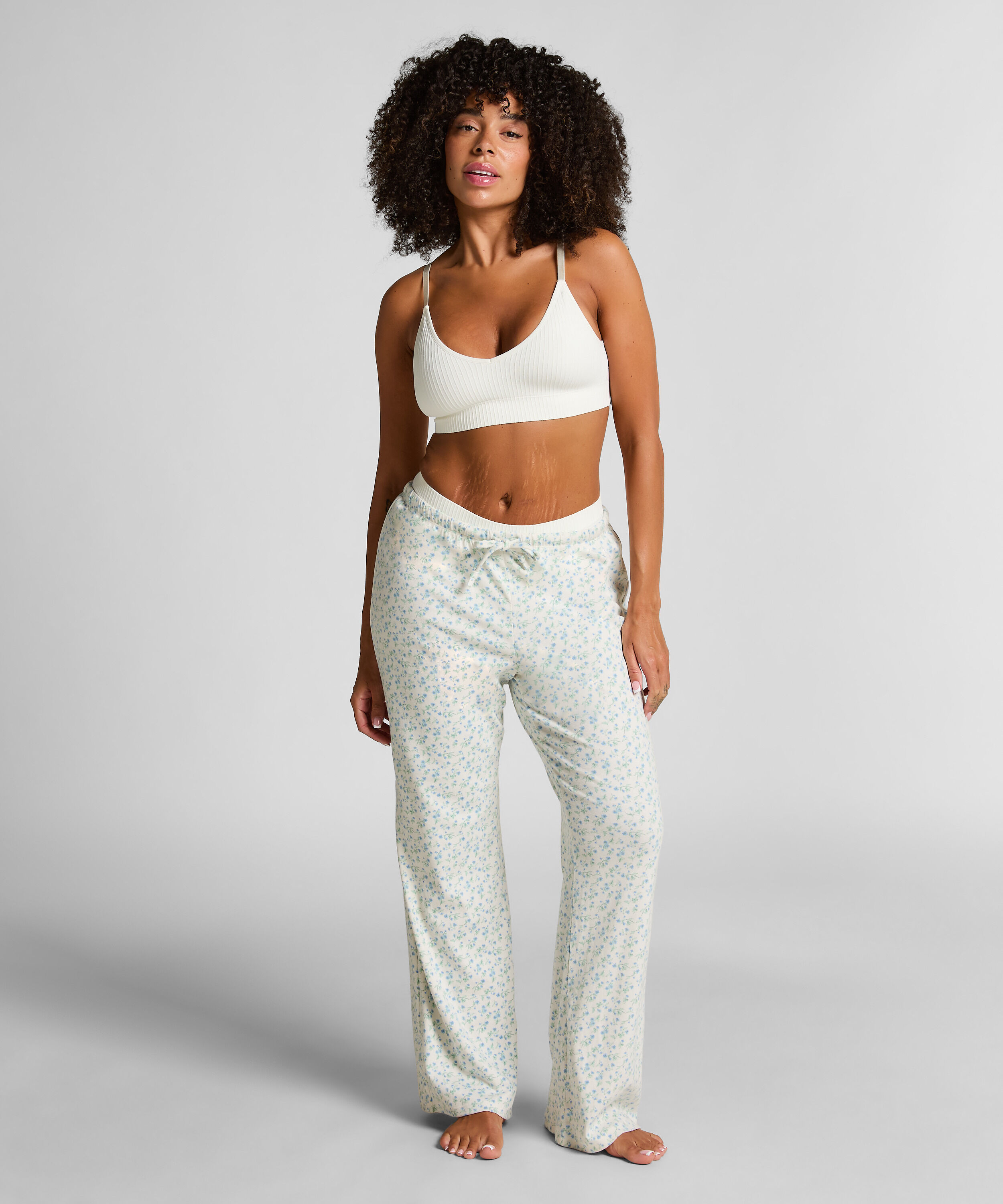 Florecita Pyjama Pants, White Florecita Pyjama Pants, White