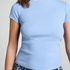 Ribbed Crew Neck Short-Sleeved Pyjama Top, Blue