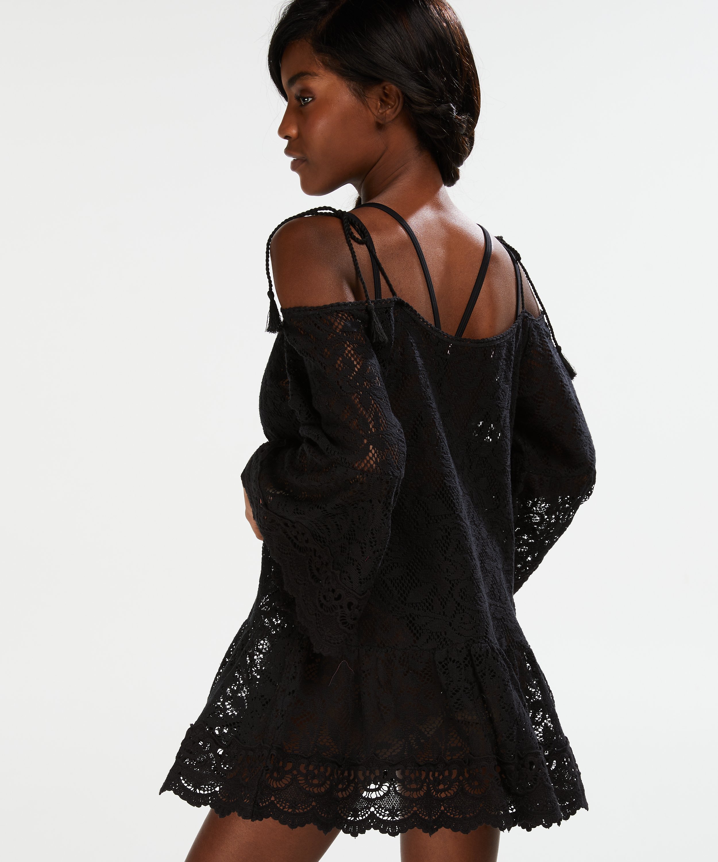 Allover Lace Tunic, Black, main
