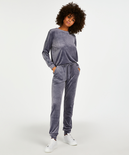 Velour Shimmer Tape Petite jogging bottoms, Grey