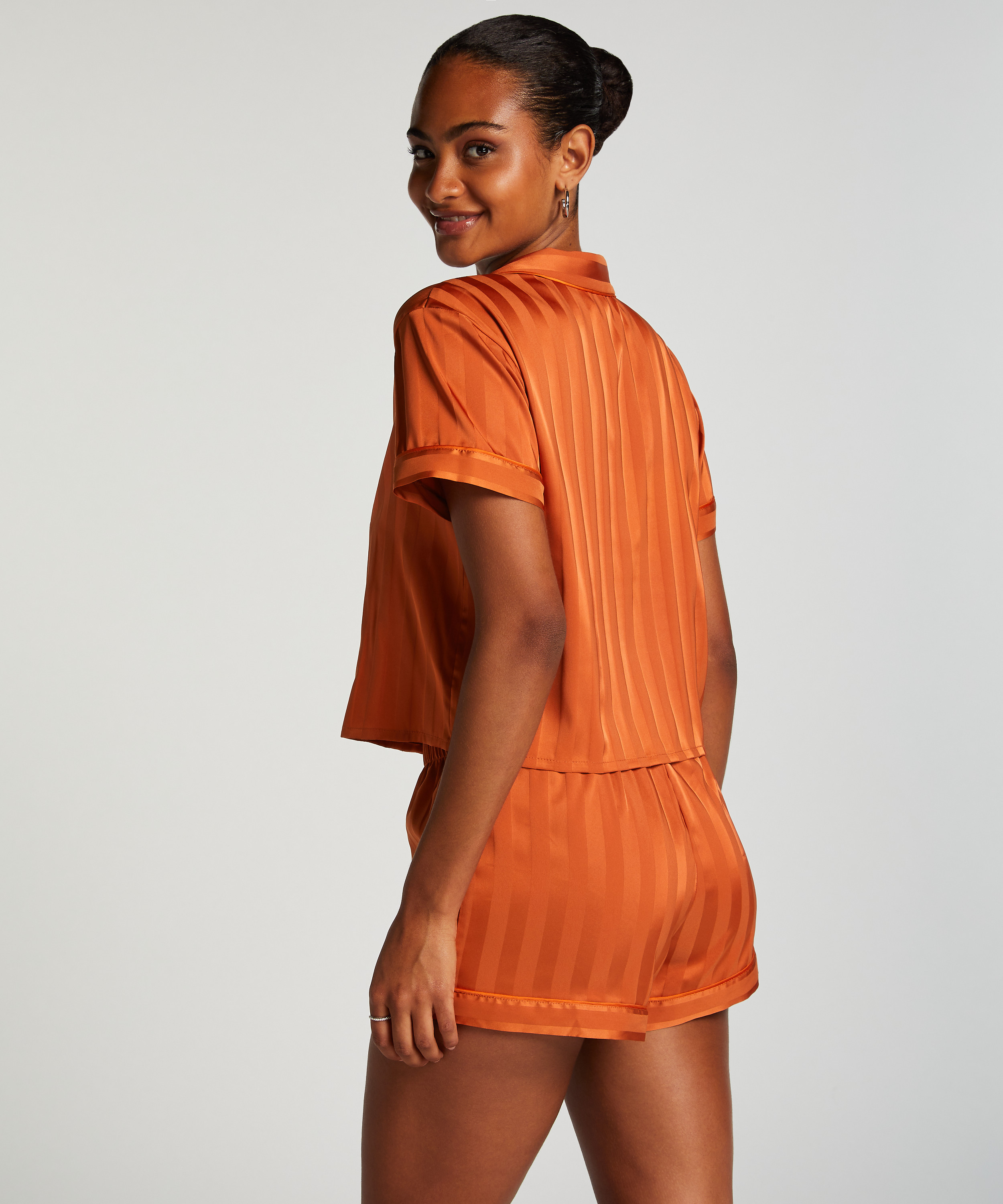 Satin pyjama shorts, Orange, main
