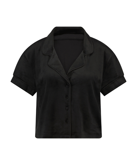 Short Sleeve Velour Jacket, Black