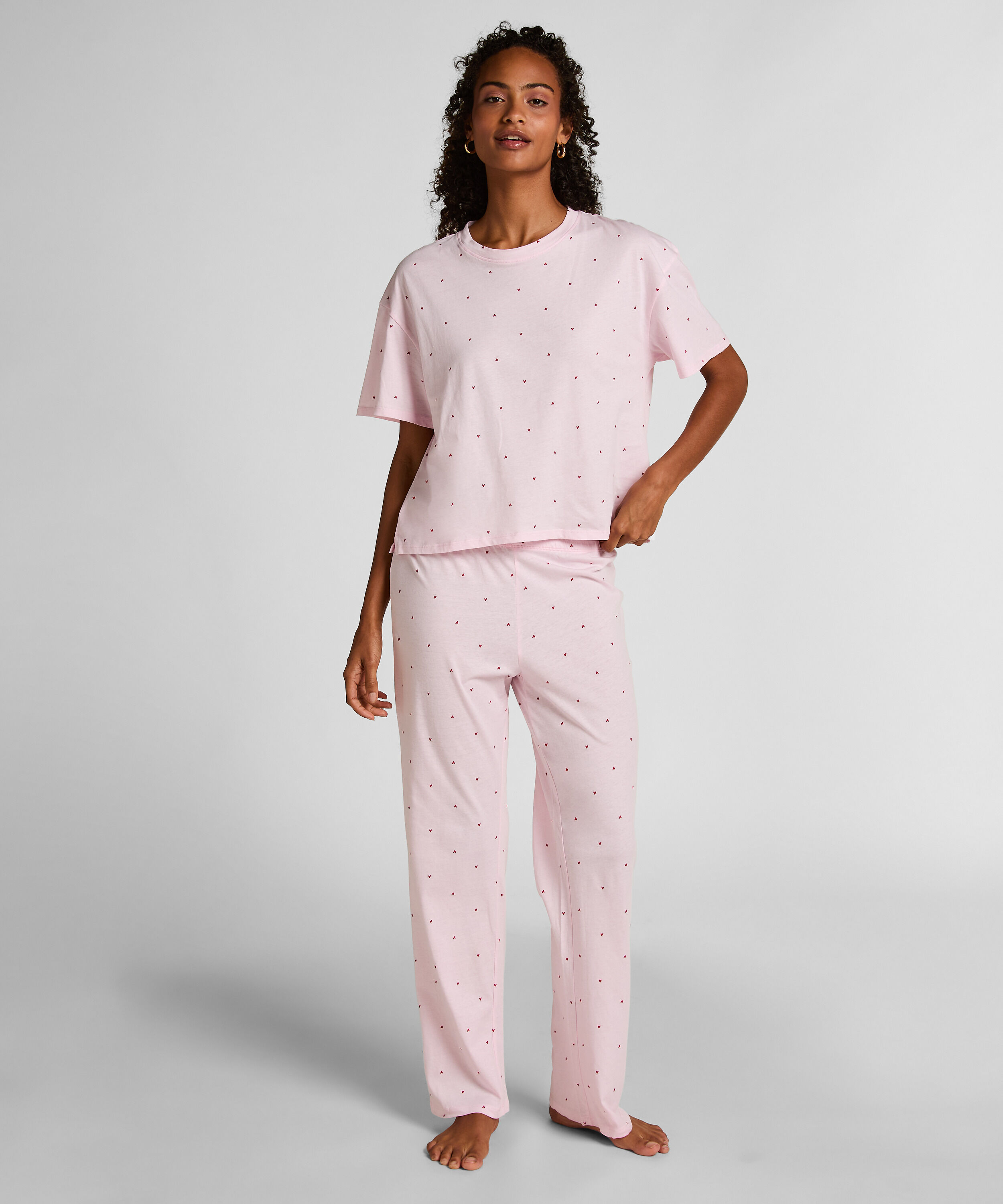 Pyjama Set Cotton Print, Pink