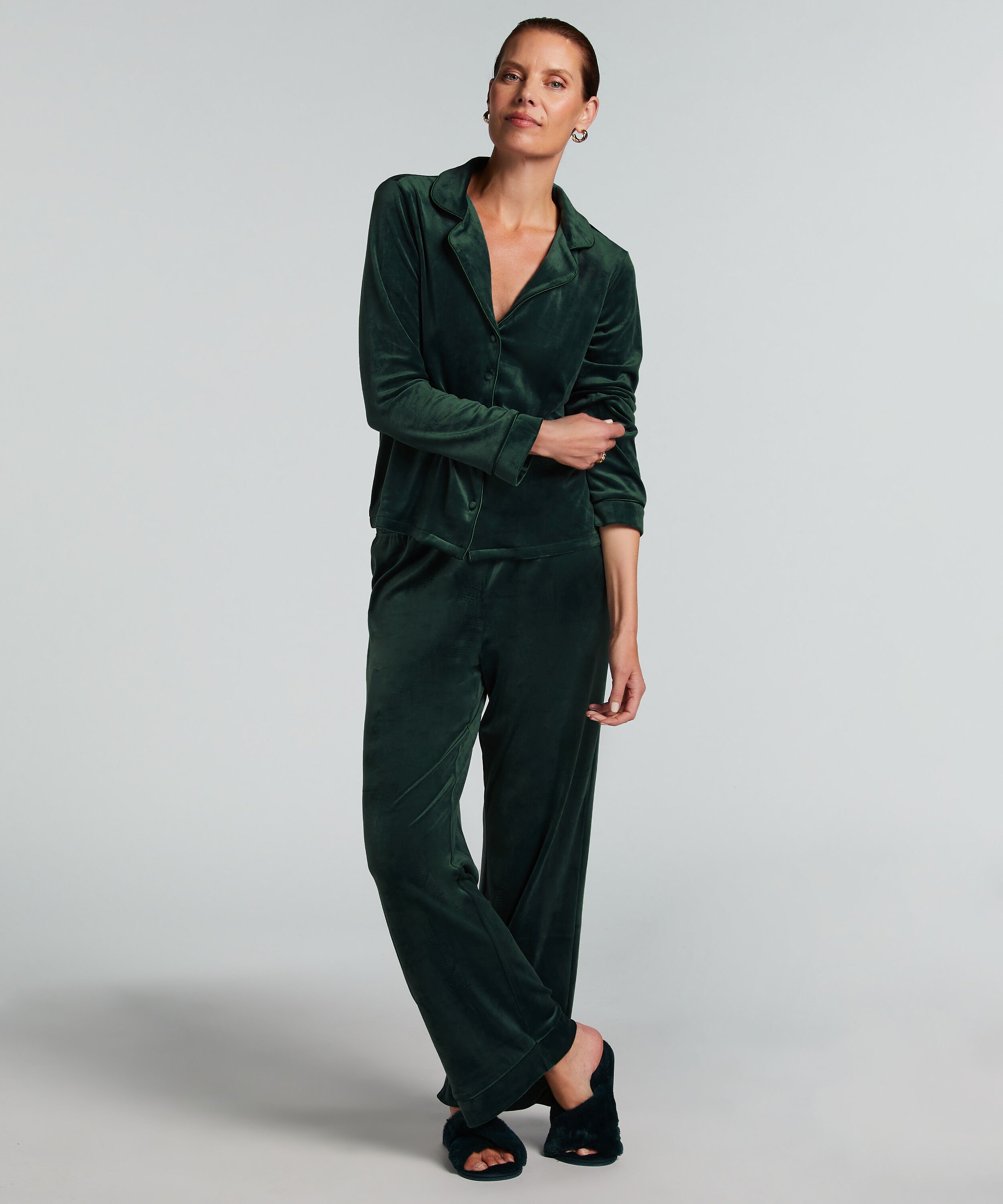 Velours Long-Sleeved Jacket, Green