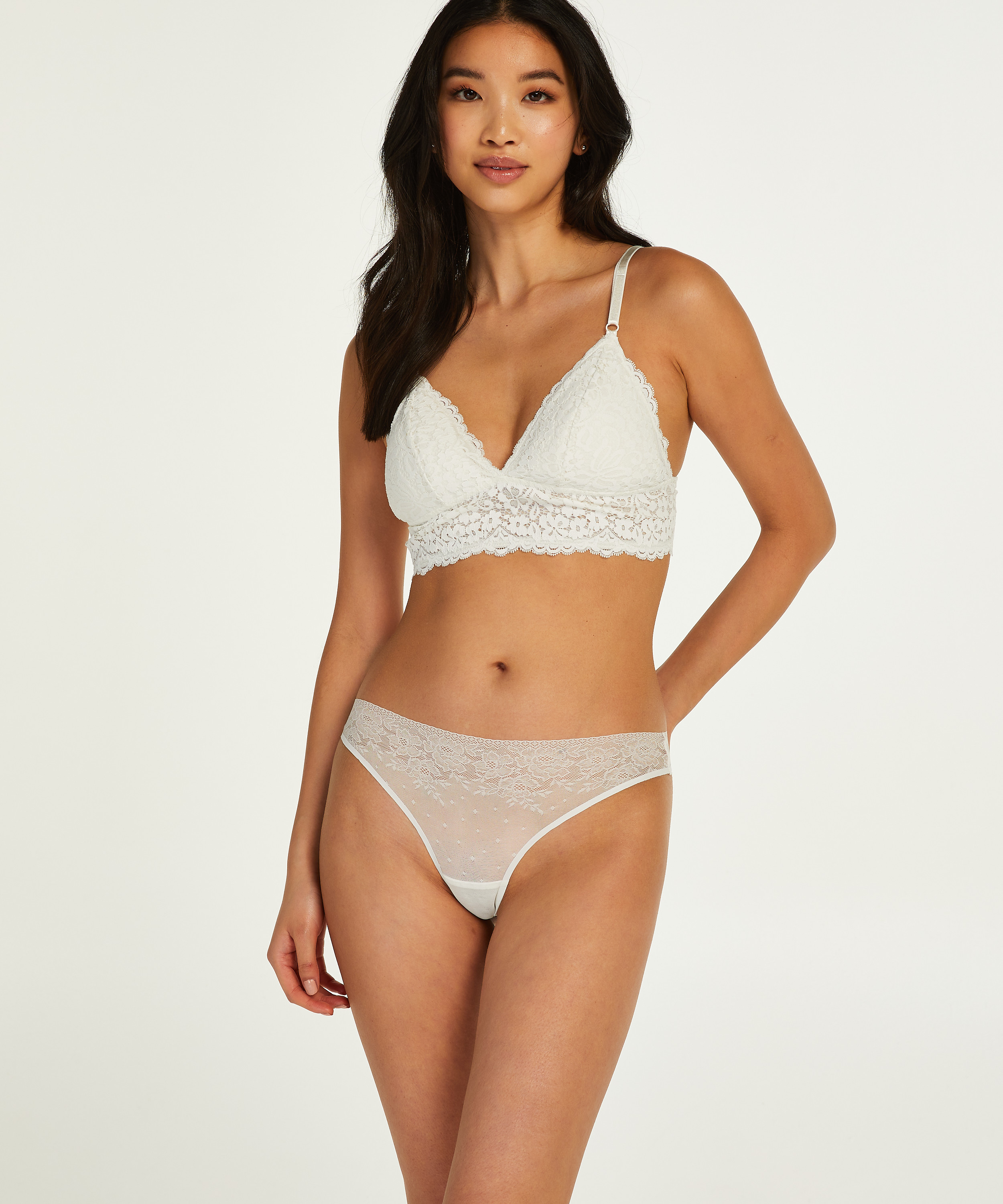 Allover Lace Invisible thong, White, main