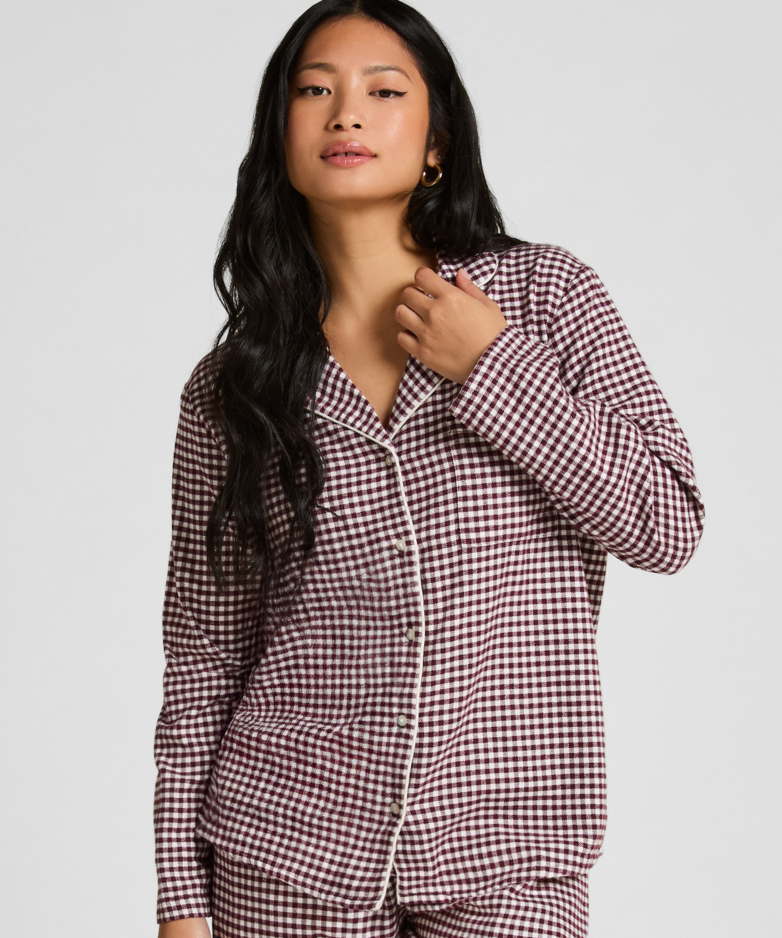 Essentials Flannel Pyjama Top, Purple Essentials Flannel Pyjama Top, Purple