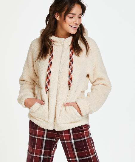 Fleece cardigan, Beige