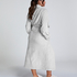 Long Fleece Bathrobe, Grey