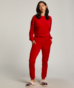 Velours Jogging Pants, Red