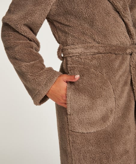 Fleece Bathrobe, Beige