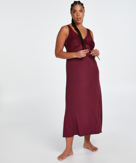 Nora Lace Long Slip Dress, Purple