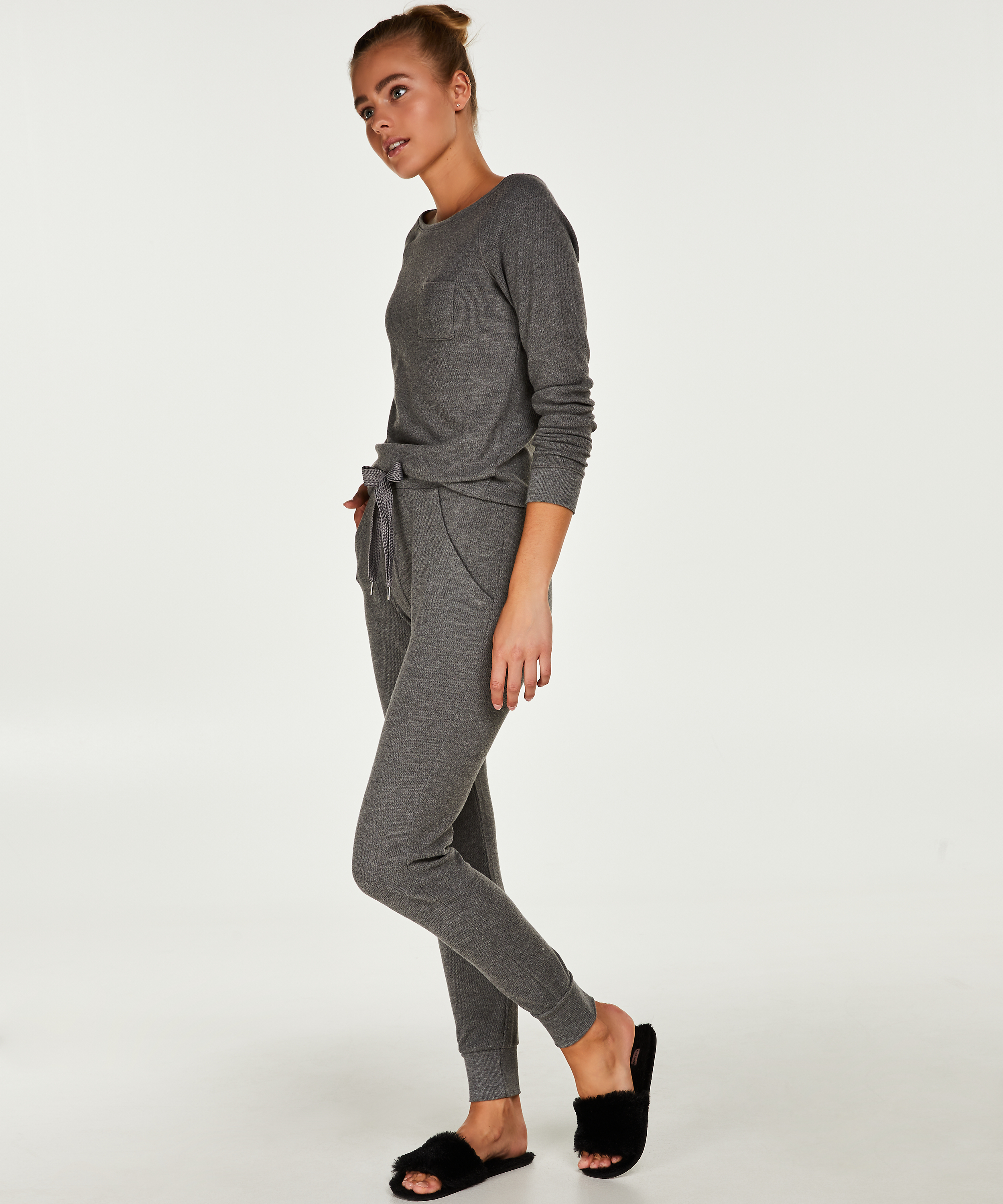 Waffle pyjama set, Grey, main