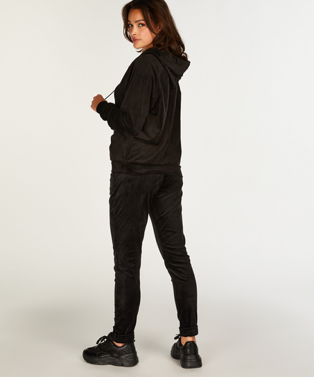 Velours Jogging bottoms, Black