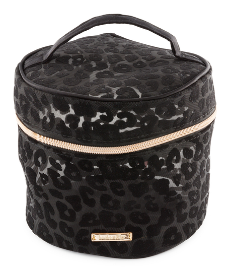 Leopard Large Make-Up Bag, Black