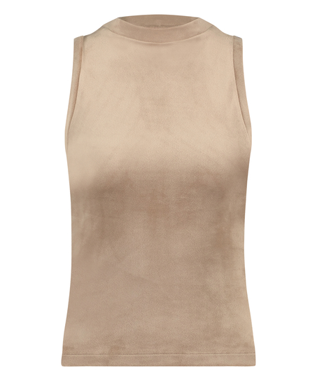 Velours Sleeveless Top, Brown