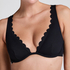 Scallop non-padded underwired bikini top, Black