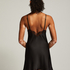 Satin Slip Dress, Black