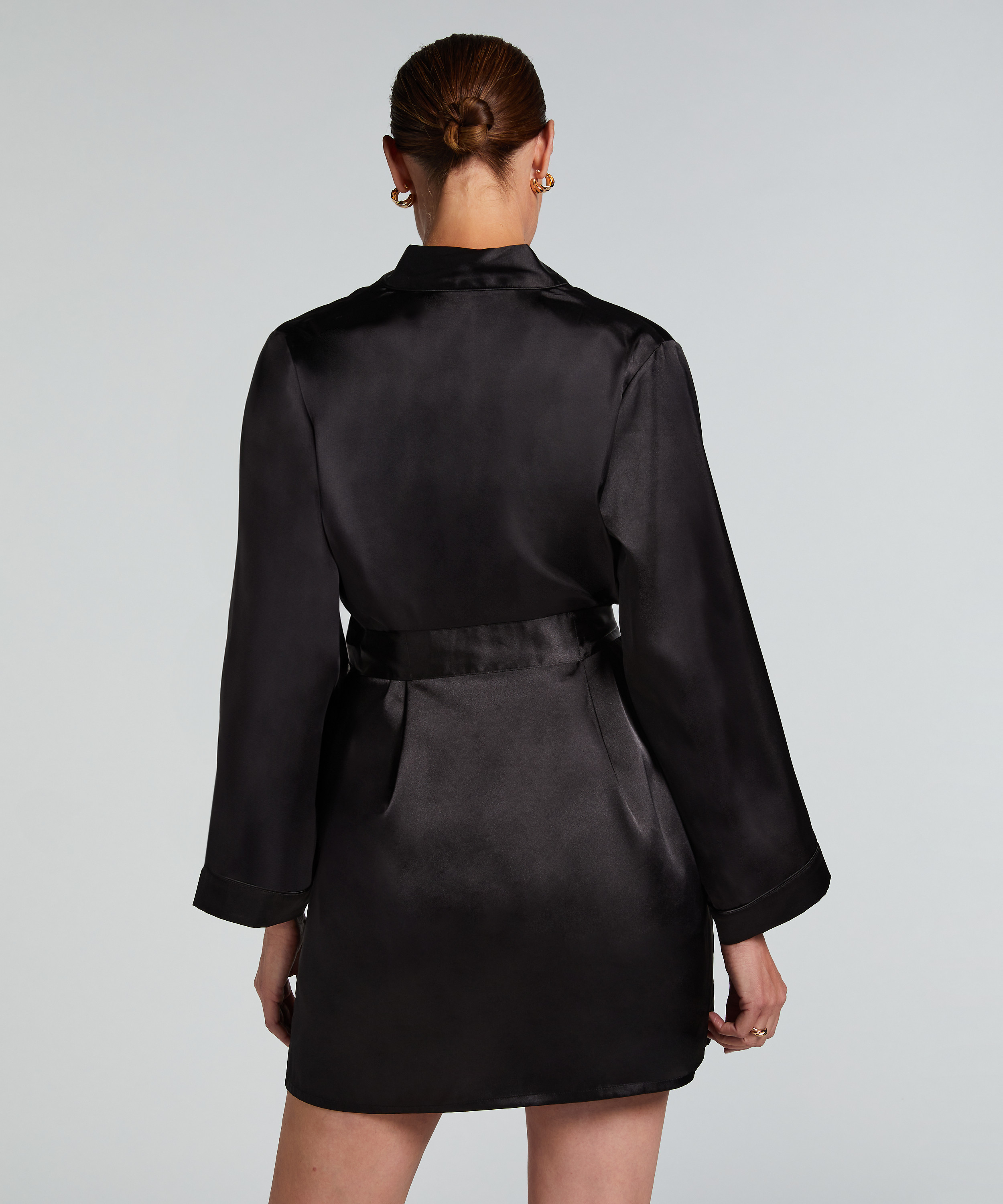 Satin Kimono, Black, main