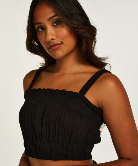 Ruched Crop Top, Black