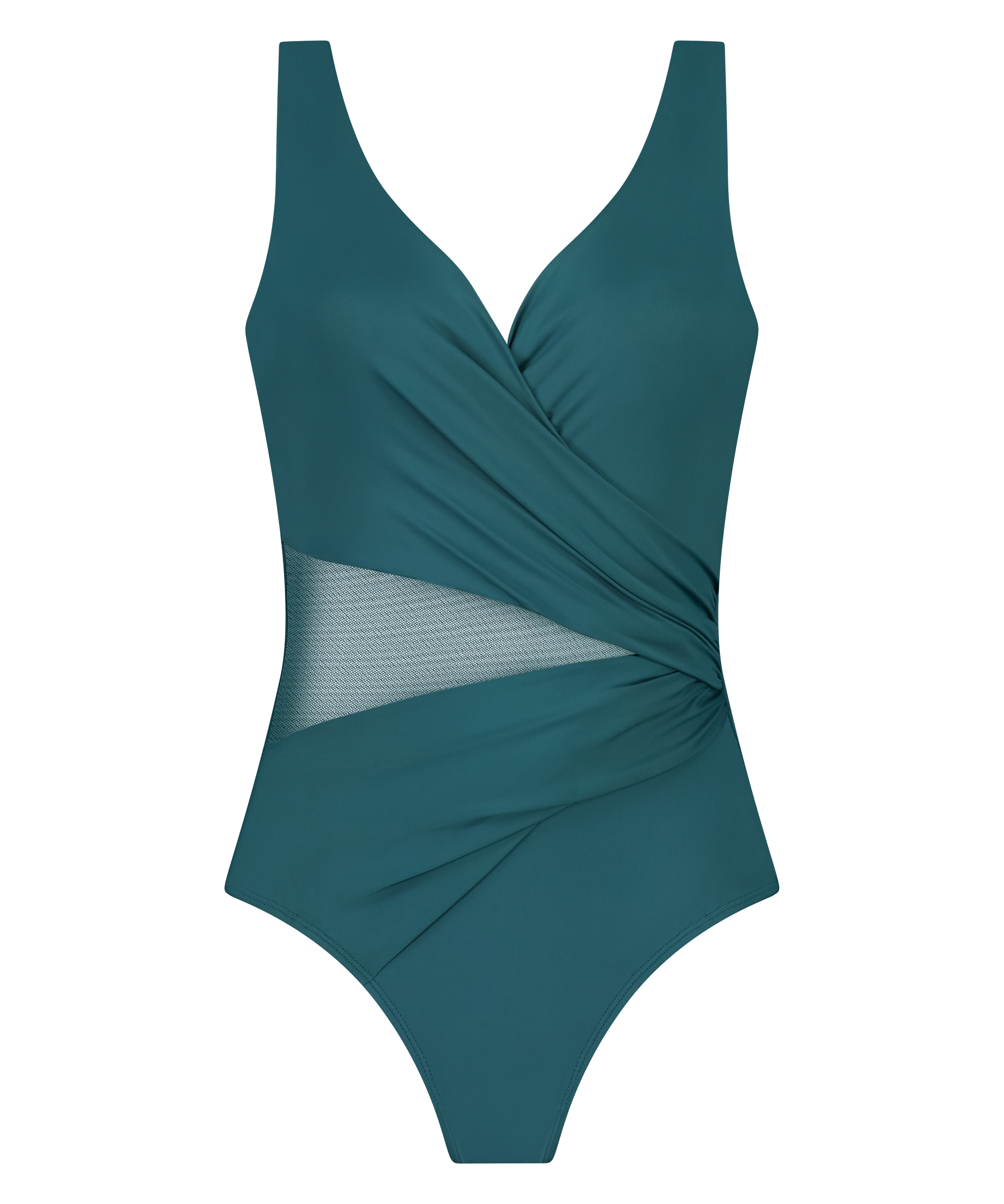 Shaping Shell Mesh Swimsuit, Green, main